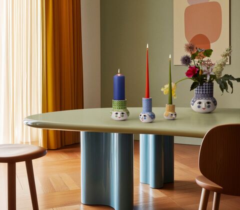 Bjørn Wiinblad Olga bloklysestage H12 cm grøn