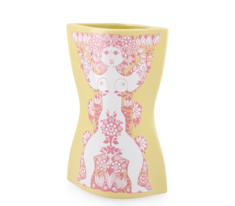 Bjørn Wiinblad Nina vase gul H22 cm