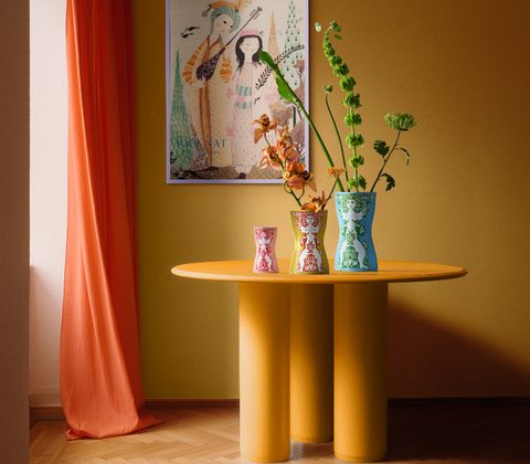 Bjørn Wiinblad Nina vase gul H22 cm