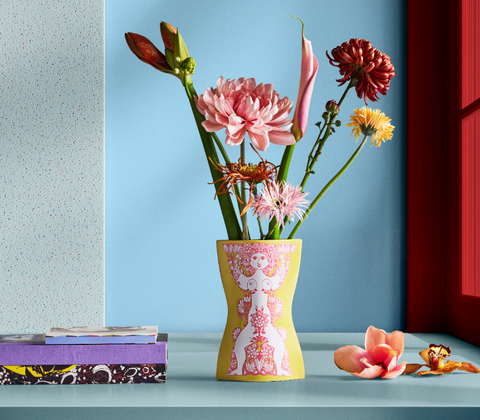 Bjørn Wiinblad Nina vase gul H22 cm