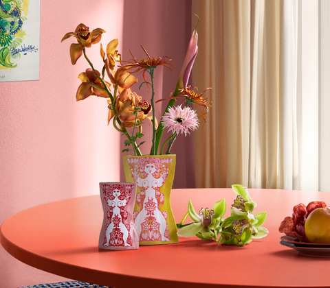 Bjørn Wiinblad Nina vase gul H22 cm