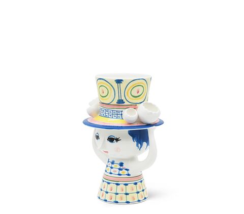 Bjørn Wiinblad Lady with hat vase blå 20,5 cm