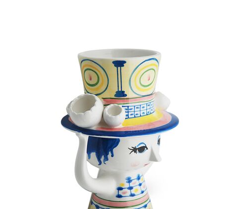 Bjørn Wiinblad Lady with hat vase blå 20,5 cm