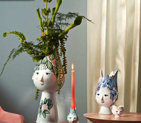 Bjørn Wiinblad Titania vase blå H25 cm