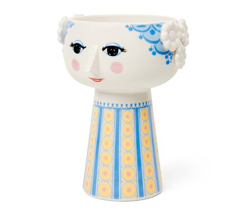 Bjørn Wiinblad Eva vase blå og gul 18,5 cm