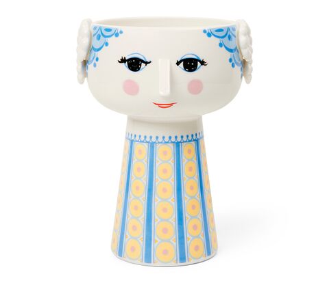 Bjørn Wiinblad Eva vase blå og gul 18,5 cm