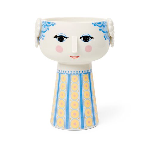 Bjørn Wiinblad Eva vase blå og gul 18,5 cm