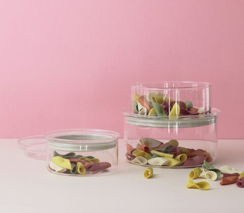 RIG-TIG STORE-IT opbevaringsglas med låg grå 0,8 liter