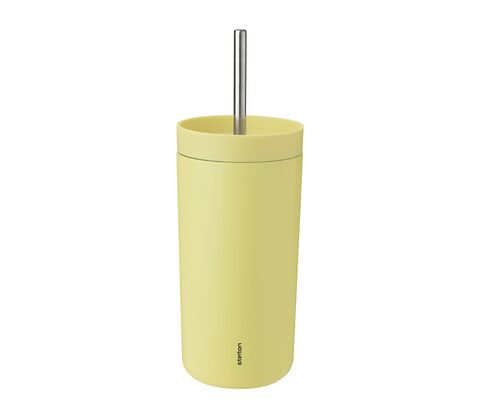 Stelton To Go Sip termokop med sugerør lysegul 0,4 liter