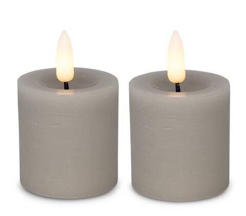Cozzy LED bloklys Ø 4,8 x H 5 cm 2 stk. grå