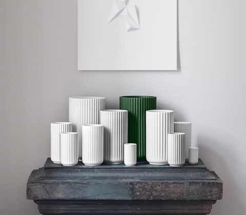 Lyngby porcelæn vase mørk grøn H 31 cm 