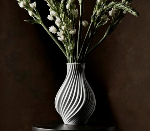 Lyngby Porcelæn Twist vase hvid H25 cm