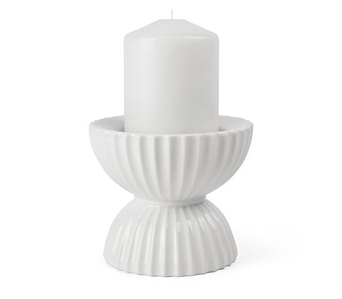 Lyngby Porcelæn Tura lysstage bloklys hvid Ø15,5 cm
