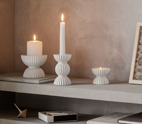 Lyngby Porcelæn Tura lysstage bloklys hvid Ø15,5 cm