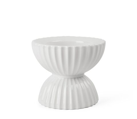 Lyngby Porcelæn Tura lysstage bloklys hvid Ø15,5 cm
