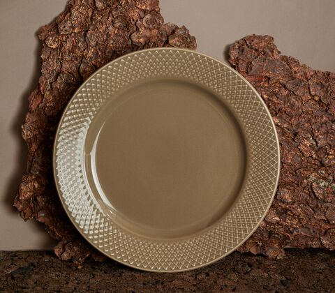 Lyngby Porcelæn Rhombe Earth frokosttallerken 23 cm clay