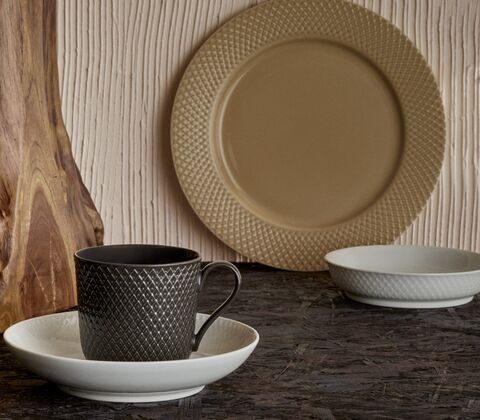 Lyngby Porcelæn Rhombe Earth frokosttallerken 23 cm clay