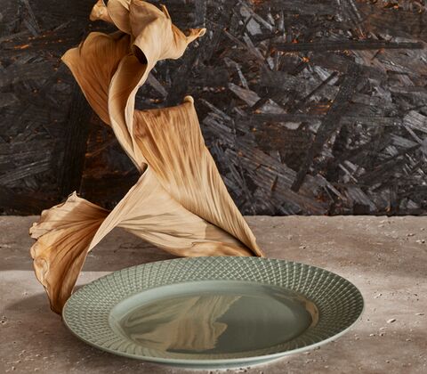 Lyngby Porcelæn Rhombe Earth frokosttallerken 21 cm moss