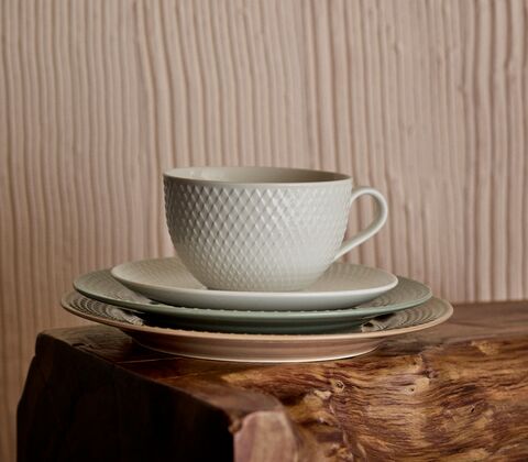 Lyngby Porcelæn Rhombe Earth frokosttallerken 21 cm moss
