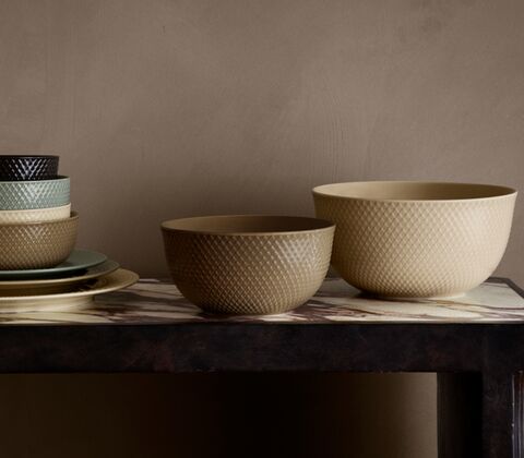 Lyngby Porcelæn Rhombe Earth serveringsskål marble Ø 22 cm
