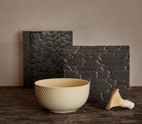 Lyngby Porcelæn Rhombe Earth skål marble Ø 13 cm 