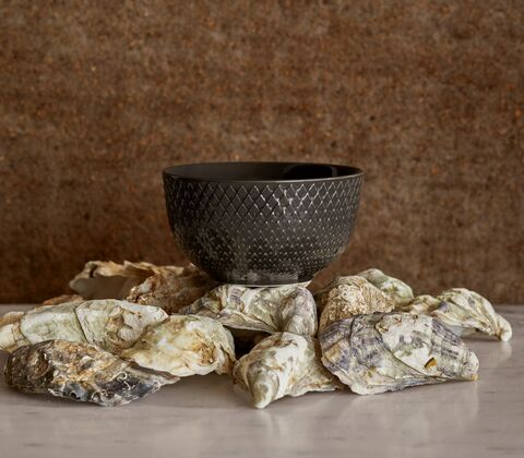 Lyngby Porcelæn Rhombe Earth skål Ø11 cm slate