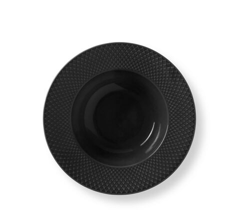 Lyngby Porcelæn Rhombe Earth dyb tallerken slate Ø 24,5 cm