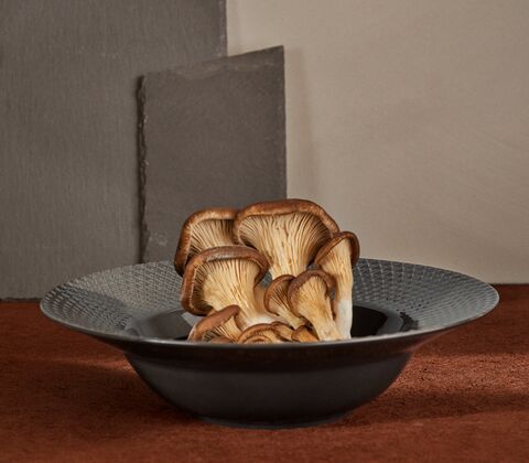 Lyngby Porcelæn Rhombe Earth dyb tallerken slate Ø 24,5 cm