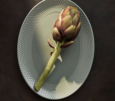 Lyngby Porcelæn Rhombe Earth ovalt serveringsfad 28,5x21,5 cm