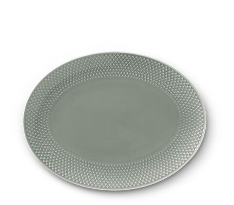Lyngby Porcelæn Rhombe Earth ovalt serveringsfad 28,5x21,5 cm