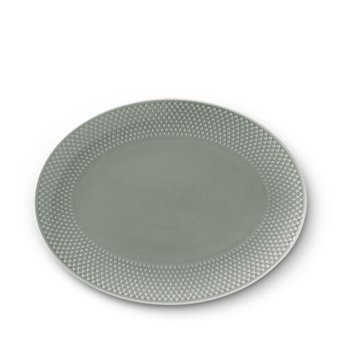 Lyngby Porcelæn Rhombe Earth ovalt serveringsfad 28,5x21,5 cm