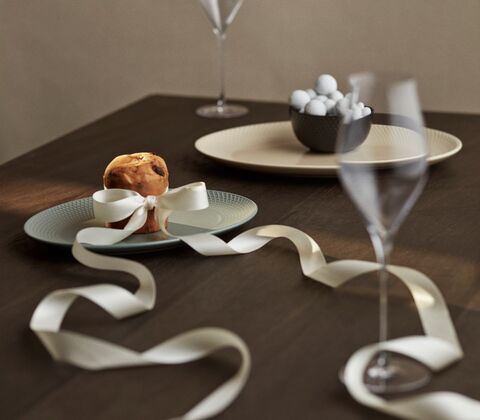 Lyngby Porcelæn Rhombe Earth ovalt serveringsfad 35x26,5 cm