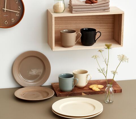 Lyngby Porcelæn Rhombe Earth frokosttallerken clay 2 stk. Ø 23 cm