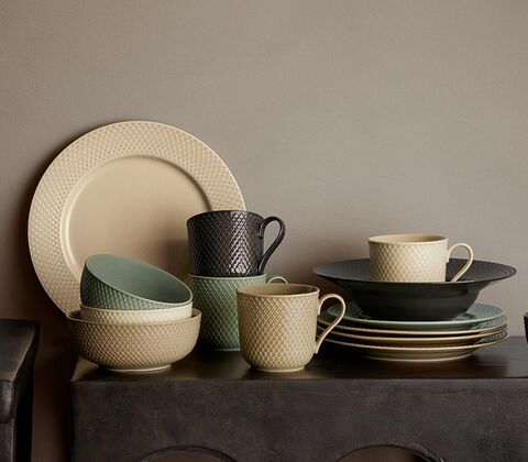 Lyngby Porcelæn Rhombe Earth frokosttallerken clay 2 stk. Ø 23 cm