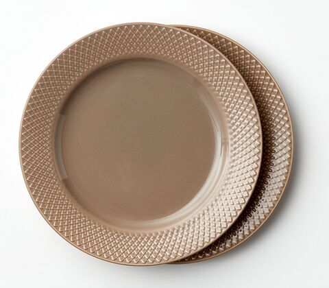 Lyngby Porcelæn Rhombe Earth frokosttallerken clay 2 stk. Ø 23 cm