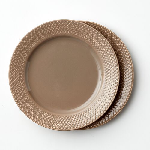 Lyngby Porcelæn Rhombe Earth frokosttallerken clay 2 stk. Ø 23 cm