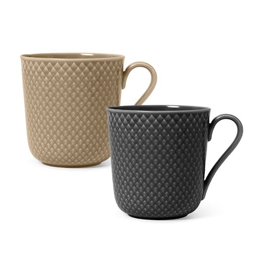Lyngby Porcelæn Rhombe Earth krus clay/slate 2 stk. 39 cl 