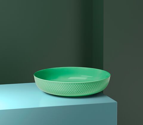 Lyngby Porcelæn Rhombe Color serveringsskål Ø 28 cm grøn