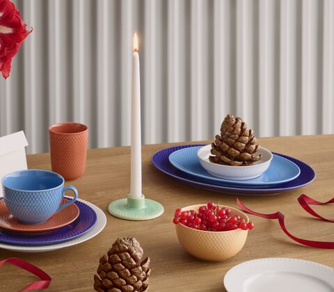 Lyngby Porcelæn Rhombe Color serveringsfad blå 28,5 cm