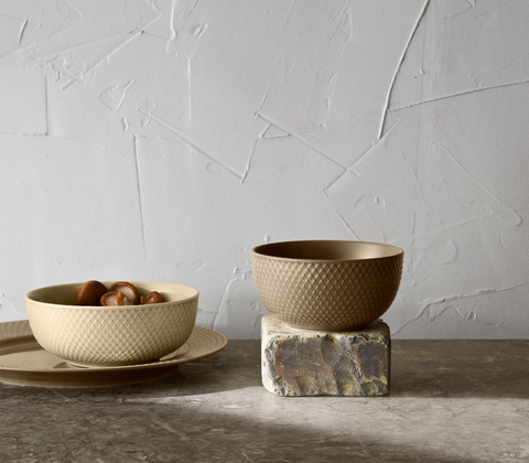 Lyngby Porcelæn Rhombe Earth skål marble Ø15.5 cm