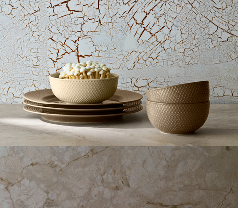 Lyngby Porcelæn Rhombe Earth skål marble Ø15.5 cm