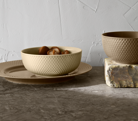 Lyngby Porcelæn Rhombe Earth skål marble Ø15.5 cm