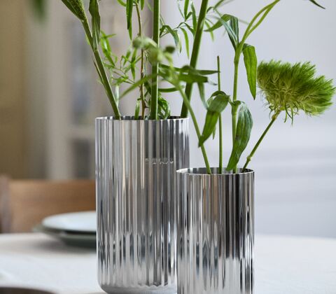 Lyngby vase rustfrit stål H 15,5 cm