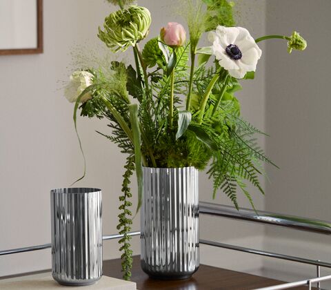 Lyngby vase rustfrit stål H 15,5 cm
