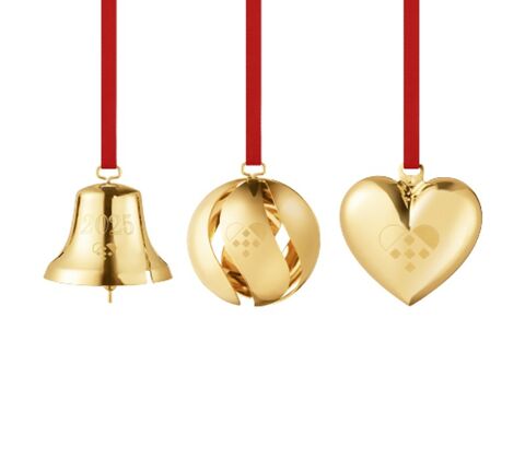 Georg Jensen Jul 2025 ornamentsæt 3 stk. guld