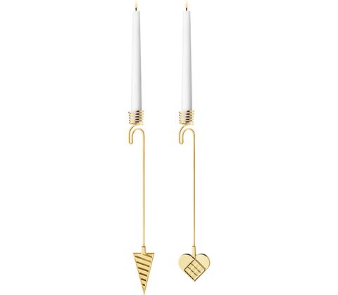 Georg Jensen Jul 2025 lyseholdersæt hjerte og kræmmerhus guld