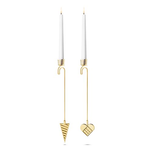 Georg Jensen Jul 2025 lyseholdersæt hjerte og kræmmerhus guld