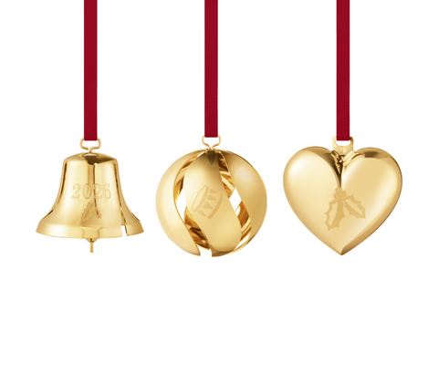 Georg Jensen Jul 2026 ornamentsæt 3 stk. forgyldt