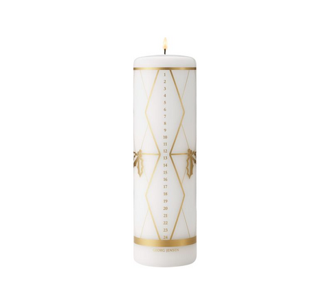 Georg Jensen Christmas Collectibles 2026 kalenderlys hvid/guld H 20 cm