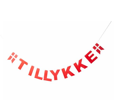 Det Gamle Apotek "Tillykke" guirlande rød L 380 cm